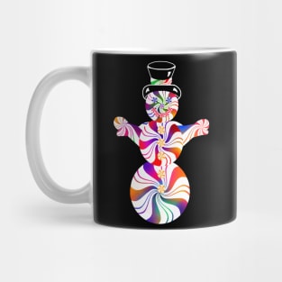 Cute Rainbow Peppermint Holiday Snowman Mug